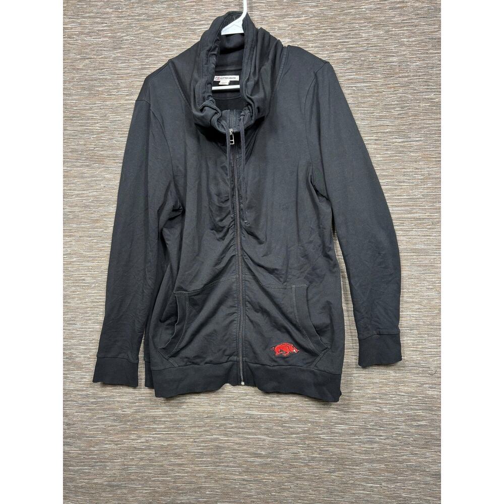 Arkansas Razorbacks Zip Sweatshirt Womens XL Black NCAA Football Cutter & Buck